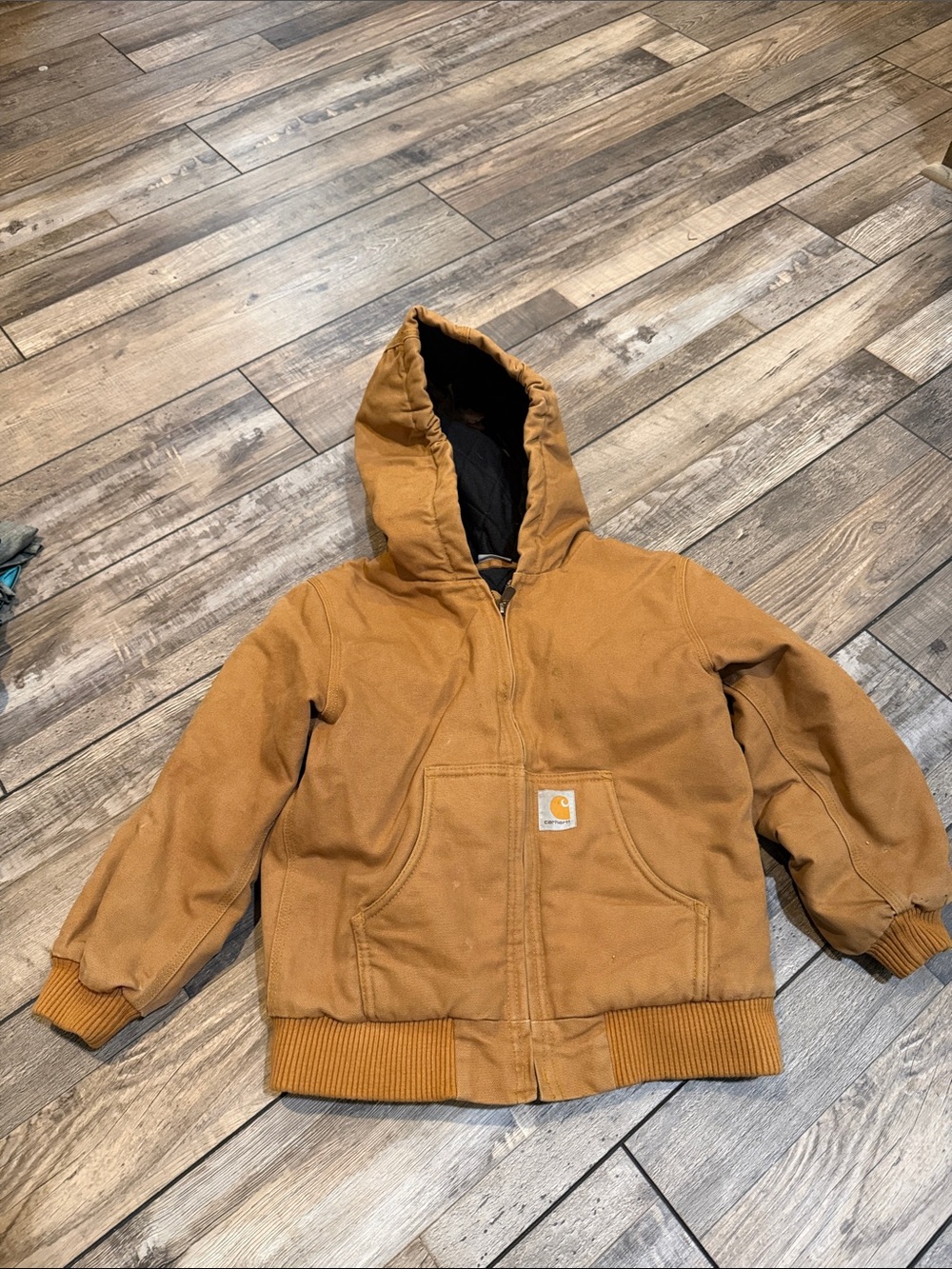 Carhartt Duck Canvas Hooded Work Jacket in Brown Size S (7/8)